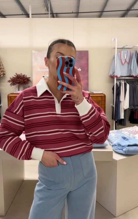bluza rysia purpura, bluza w paski z kołnierzykiem purpura, bluza z kołnierzykiem na wiosnę, bluza damska polo, bluza z kołnierzykiem do jeansów, bluza dresowa do kamizelki puchowej, bluza dresowa w paski na wiosnę do jeansów
