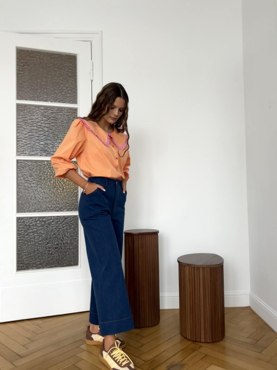 koszula purpura, koszula z kołnierzykiem purpura, koszula vintage, koszula damska z kołnierzykiem, koszula damska na wiosnę, koszula damska do jeansów, zapinana koszula z kołnierzykiem, koszula damska purpura pomarańczowa