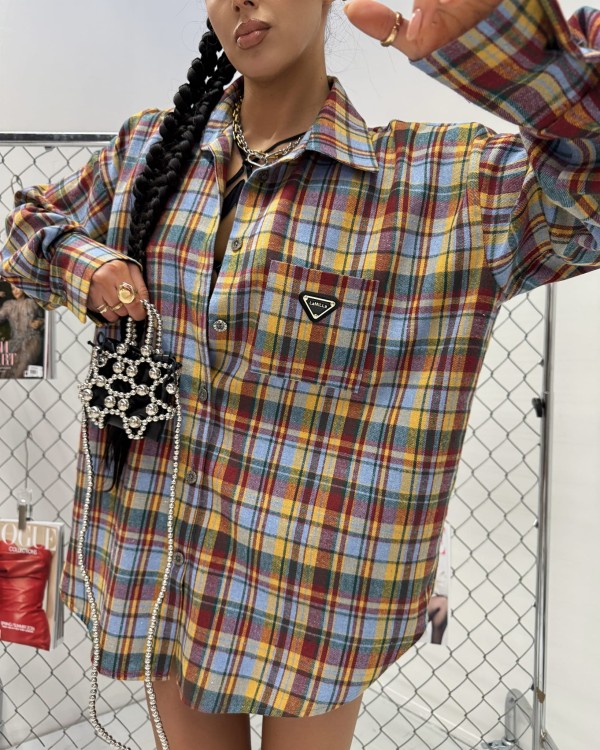 la milla koszula w kratę, la milla koszula w kratę flanelowa, kolorowa koszula la milla na wiosnę, koszula la milla do jeansów, koszula w żółto-niebieską kratę la milla, koszula bawełniana na wiosnę, dłuższa koszula flanelowa, koszula w kratkę la milla