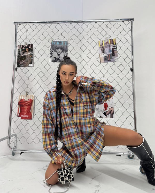 la milla koszula w kratę, la milla koszula w kratę flanelowa, kolorowa koszula la milla na wiosnę, koszula la milla do jeansów, koszula w żółto-niebieską kratę la milla, koszula bawełniana na wiosnę, dłuższa koszula flanelowa, koszula w kratkę la milla