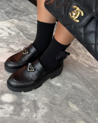 la milla czarne mokasyny na wiosnę, la milla czarne skórzane mokasyny do spodenek, skórzane mokasyny do wiosennych stylizacji, płaskie eleganckie buty damskie, la milla czarne skórzane loafers