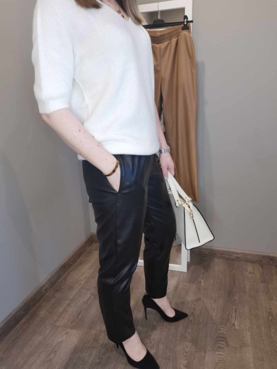 SPODNIE EKOSKÓRA CZARNE