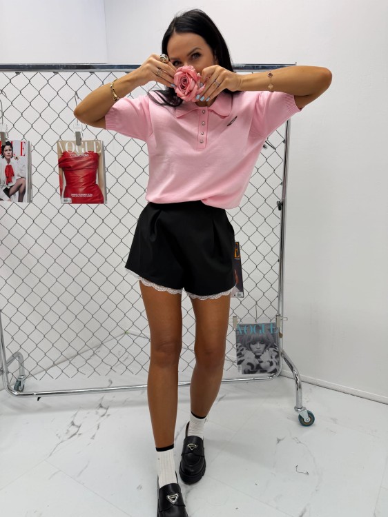 la milla spodenki motylki czarne z koronką, la milla spodenki z zakładkami czarne z białą koronką, la milla spodenki z zakładkami czarne, spodenki na wiosnę la milla, eleganckie spodenki czarne z koronką, spodenki na wiosnę