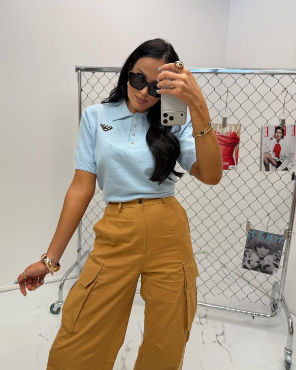 la milla bluzka polówka błękitna, la milla bluzka z krótkim rękawem na wiosnę, la milla bluzka polo błękitna na wiosnę do jeansów, la milla błękitna bluzka z krótkim rękawem na wiosnę