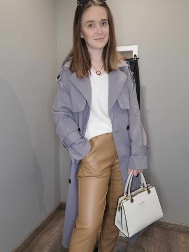 SPODNIE EKOSKÓRA KARMELOWE