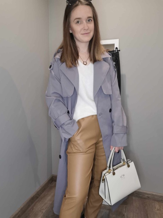 SPODNIE EKOSKÓRA KARMELOWE