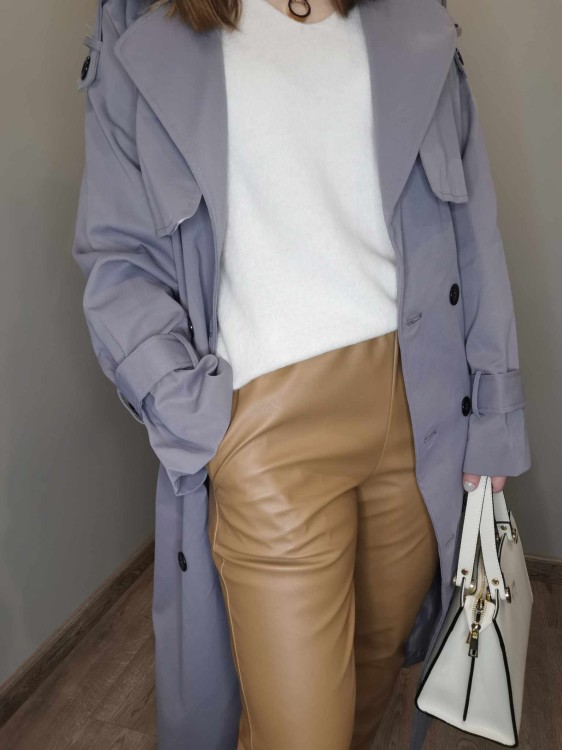 SPODNIE EKOSKÓRA KARMELOWE