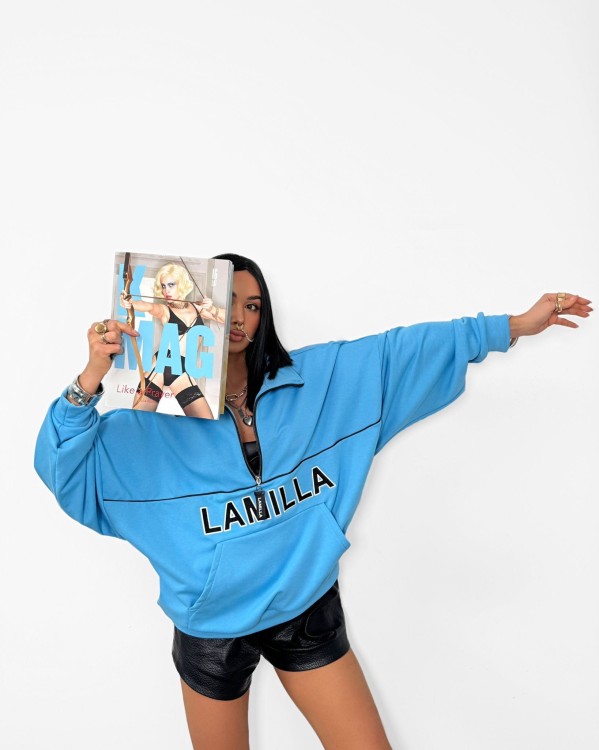 la milla bluza Aspen, la milla bluza bawełniana Aspen na wiosnę, la milla bluza Aspen z kołnierzem na zamek, ciepła bluza la milla, niebieska bluza la milla, ciepła bluza bawełniana na wiosnę, bluza Aspen do legginsów la milla
