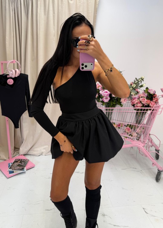 la milla body czarne z wycięciami, la milla body czarne z wyciętym rękawem, la milla seksowe czarne body, eleganckie czarne body la milla na wiosnę, la milla body na imprezę, la milla body czarne z jednym rękawem, la milla czarne body bez rękawa