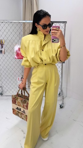 la milla spodnie limonkowe, la milla spodnie limonkowe w kant, la milla spodnie szerokie w kant, la milla spodnie szeroka nogawka, la milla spodnie eleganckie na wiosnę, la milla spodnie do bomberki limonkowej, la milla komplet limonkowy na wiosnę