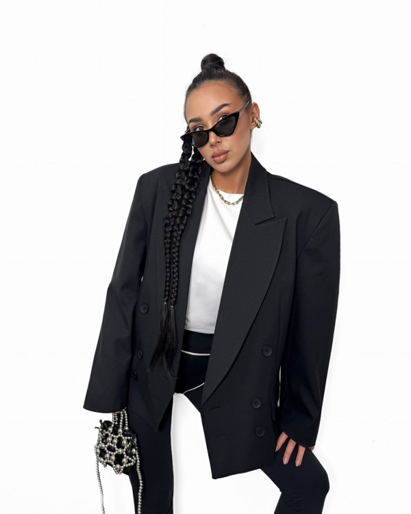 la milla marynarka średnia czarna, marynarka la milla dwurzędowa czarna, marynarka damska czarna, la milla garnitur czarny, la milla elegancki garnitur czarna, la milla marynarka dwurzędowa, garnitur damski na wiosnę