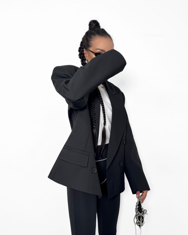 la milla marynarka średnia czarna, marynarka la milla dwurzędowa czarna, marynarka damska czarna, la milla garnitur czarny, la milla elegancki garnitur czarna, la milla marynarka dwurzędowa, garnitur damski na wiosnę