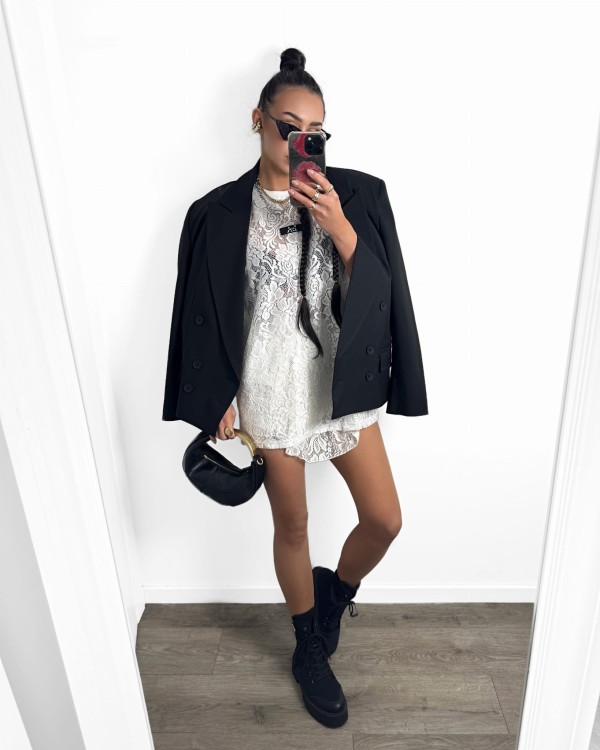 la milla marynarka średnia czarna, marynarka la milla dwurzędowa czarna, marynarka damska czarna, la milla garnitur czarny, la milla elegancki garnitur czarna, la milla marynarka dwurzędowa, garnitur damski na wiosnę