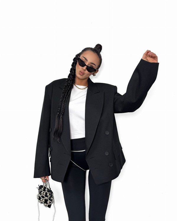 la milla marynarka średnia czarna, marynarka la milla dwurzędowa czarna, marynarka damska czarna, la milla garnitur czarny, la milla elegancki garnitur czarna, la milla marynarka dwurzędowa, garnitur damski na wiosnę