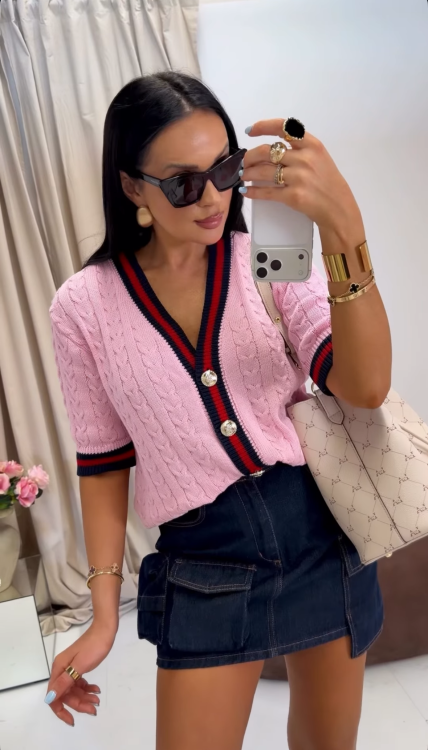 la milla kardigan zapinany na guziki różowy, la milla różowy kardigan z guzikami, la milla elegancki sweterek zapinany na guziki różowy, la milla różowy sweterek zapinany na guziki, la milla różowy sweter na wiosnę