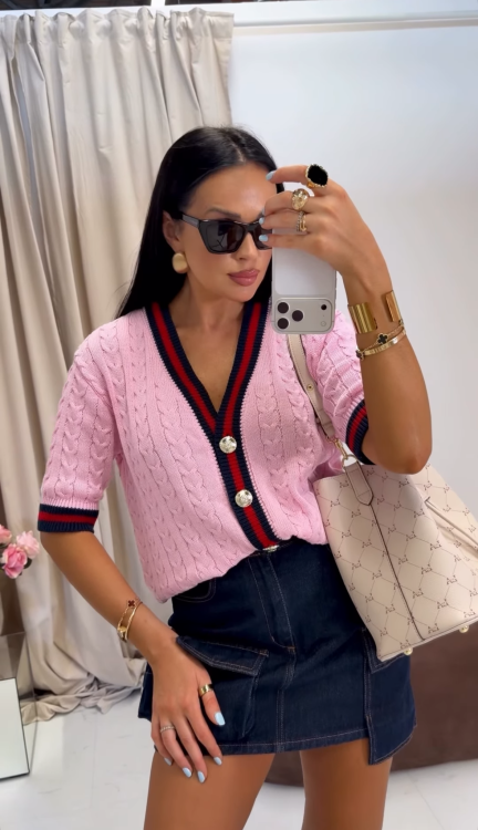 la milla kardigan zapinany na guziki różowy, la milla różowy kardigan z guzikami, la milla elegancki sweterek zapinany na guziki różowy, la milla różowy sweterek zapinany na guziki, la milla różowy sweter na wiosnę