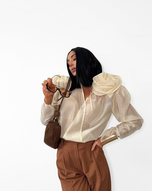 la milla bluzka z różą, la milla elegancka bluzka żółta z różą, la milla wiskozowa bluzka z różą żółta, la milla bluzka mgiełka, la milla elegancka bluzka na komunię, la milla koszula z różą żółta