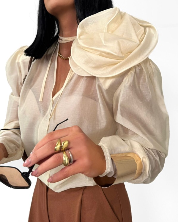 la milla bluzka z różą, la milla elegancka bluzka żółta z różą, la milla wiskozowa bluzka z różą żółta, la milla bluzka mgiełka, la milla elegancka bluzka na komunię, la milla koszula z różą żółta