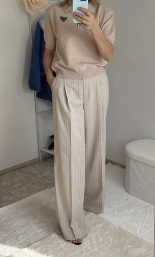 la milla spodnie beżowe w paski, la milla spodnie beżowe w kant, la milla spodnie szerokie w kant, la milla spodnie szeroka nogawka, la milla spodnie eleganckie, la milla spodnie prosta nogawka, eleganckie spodnie la milla, la milla garnitur beżowy