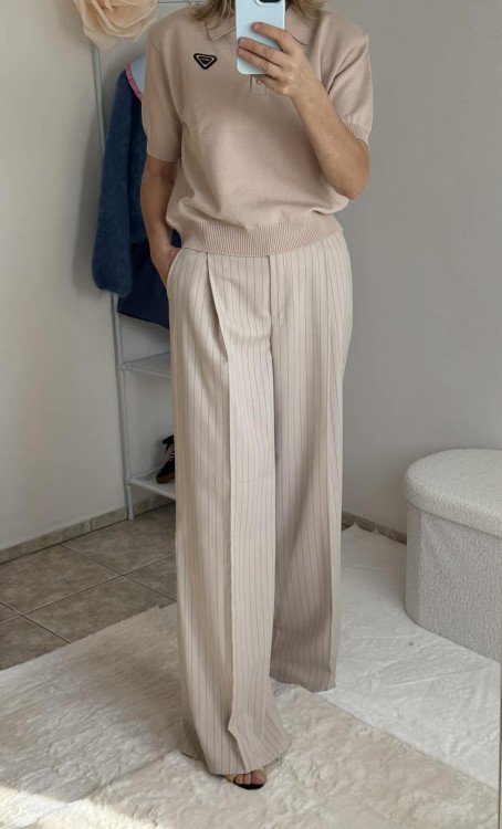 la milla spodnie beżowe w paski, la milla spodnie beżowe w kant, la milla spodnie szerokie w kant, la milla spodnie szeroka nogawka, la milla spodnie eleganckie, la milla spodnie prosta nogawka, eleganckie spodnie la milla, la milla garnitur beżowy