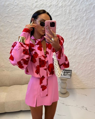 koszula w kwiaty, koszula la milla, koszula w kwiaty la milla, koszula  na randkę la milla, koszula damska, bluzka damska la milla, bluzka la milla, bluzka w kwiaty la milla, koszula różowa la milla w kwiaty, koszula różowa czerwone kwiaty