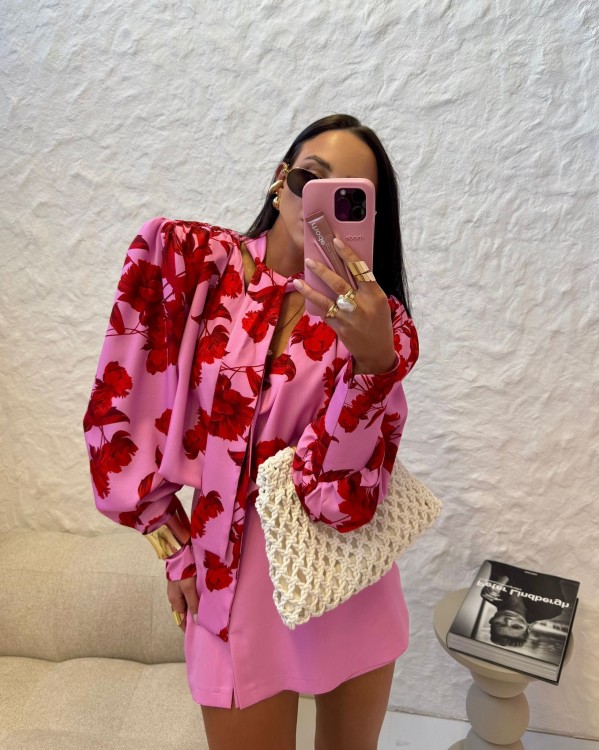 koszula w kwiaty, koszula la milla, koszula w kwiaty la milla, koszula  na randkę la milla, koszula damska, bluzka damska la milla, bluzka la milla, bluzka w kwiaty la milla, koszula różowa la milla w kwiaty, koszula różowa czerwone kwiaty