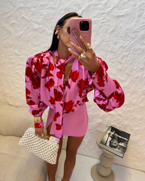 koszula w kwiaty, koszula la milla, koszula w kwiaty la milla, koszula  na randkę la milla, koszula damska, bluzka damska la milla, bluzka la milla, bluzka w kwiaty la milla, koszula różowa la milla w kwiaty, koszula różowa czerwone kwiaty