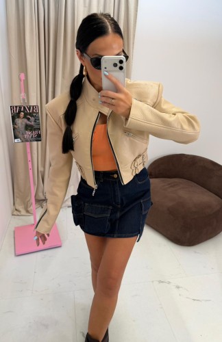 la milla kurtka skórzana mashko beżowa, la milla krótka kurtka skórzana, la milla kurtka beżowa z paskami, la milla ramoneska skórzana beżowa, skórzana ramoneska na wiosnę, la milla kurtka skóra, la milla kurtka skórzana do jeansów na wiosnę