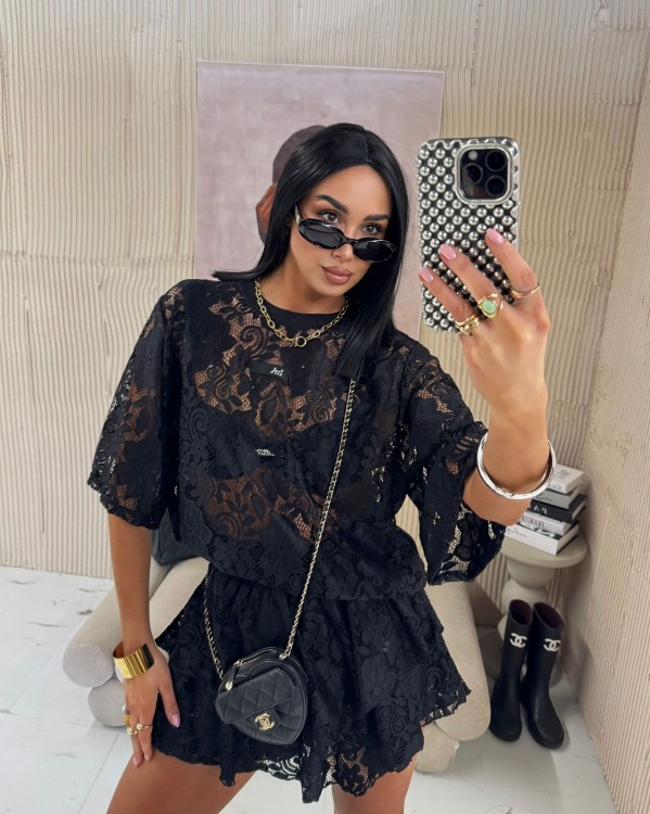 la milla Tshirt koronkowy czarny,  la milla bluzka koronkowa czarna, la milla tshirt koronka czarny, la milla bluzka koronka czarna, stylizacja wiosenna, koronkowa bluzka do jeansów, koronkowe stylizacje