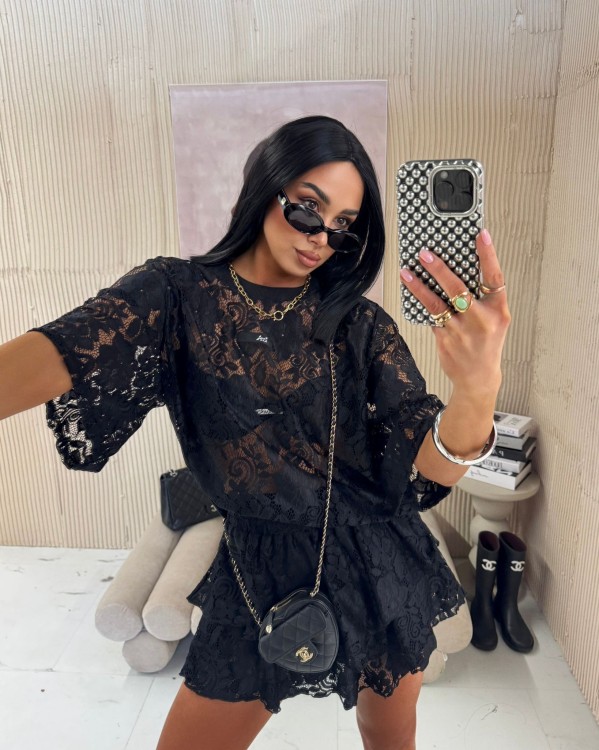 la milla Tshirt koronkowy czarny,  la milla bluzka koronkowa czarna, la milla tshirt koronka czarny, la milla bluzka koronka czarna, stylizacja wiosenna, koronkowa bluzka do jeansów, koronkowe stylizacje