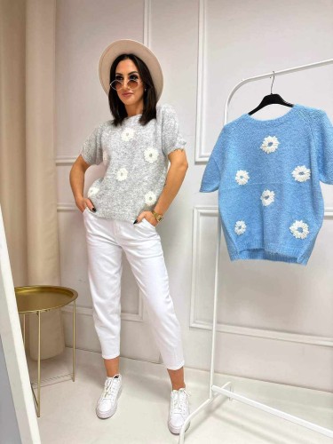 SWETER STOKROTKI niebieski