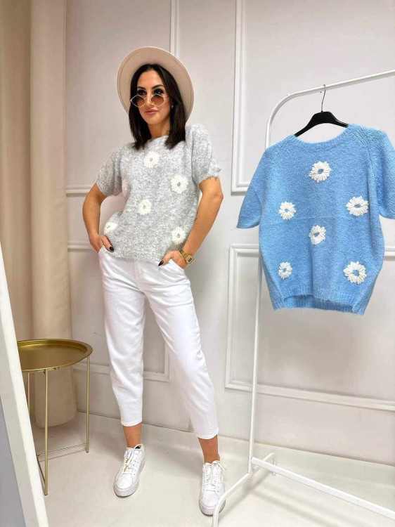 SWETER STOKROTKI niebieski