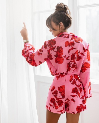 la milla spódnico-spodenki różowe w czerwone kwiaty, la milla spodenki różowe w czerwone kwiaty, la milla eleganckie szorty różowe w czerwone kwiaty na komunię, la milla różowe spódnico-spodenki w czerwone kwiaty na chrzciny