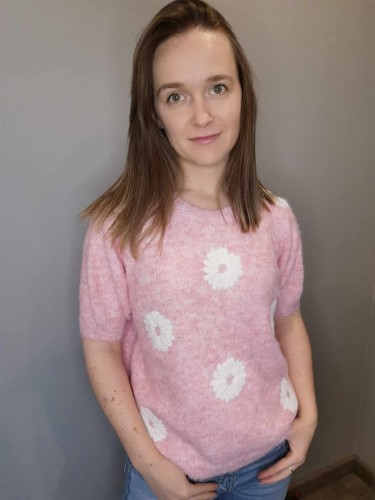 SWETER STOKROTKI różowy