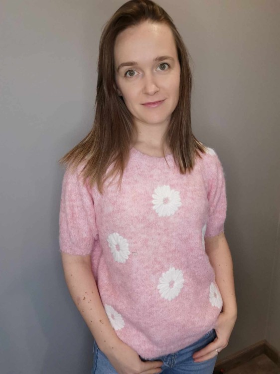 SWETER STOKROTKI różowy