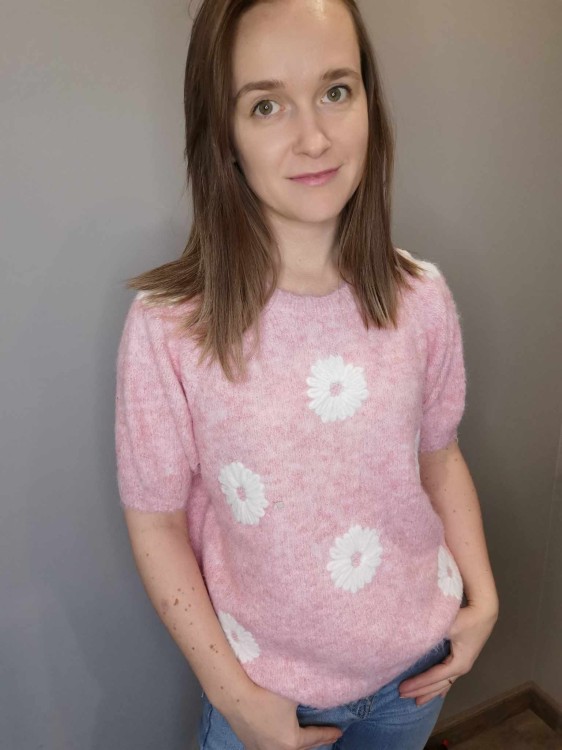 SWETER STOKROTKI różowy
