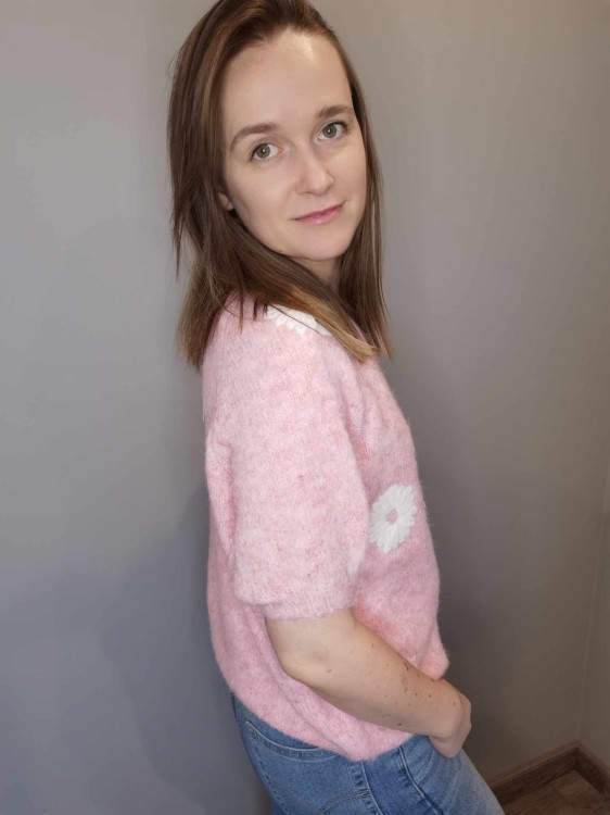 SWETER STOKROTKI różowy