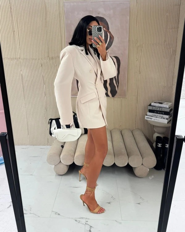 la milla marynarka beżowa, la milla marynarko-sukienka beżowa, la milla elegancka marynarka beżowa, la milla elegancka beżowa sukienka na komunię, la milla beżowa marynarka na chrzciny