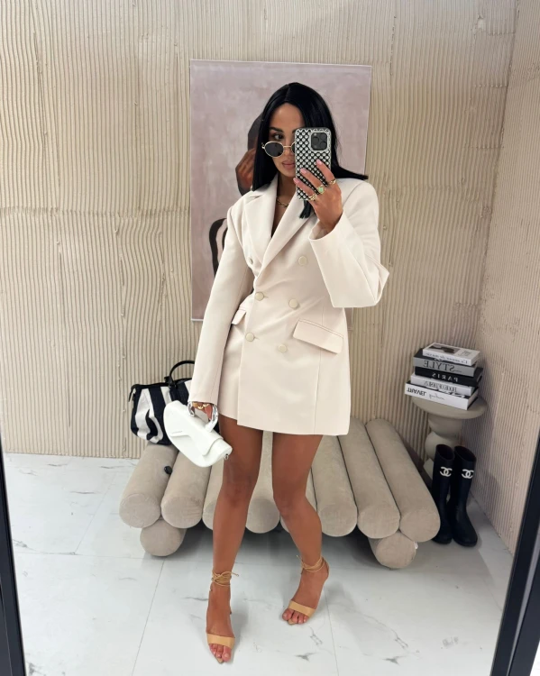 la milla marynarka beżowa, la milla marynarko-sukienka beżowa, la milla elegancka marynarka beżowa, la milla elegancka beżowa sukienka na komunię, la milla beżowa marynarka na chrzciny