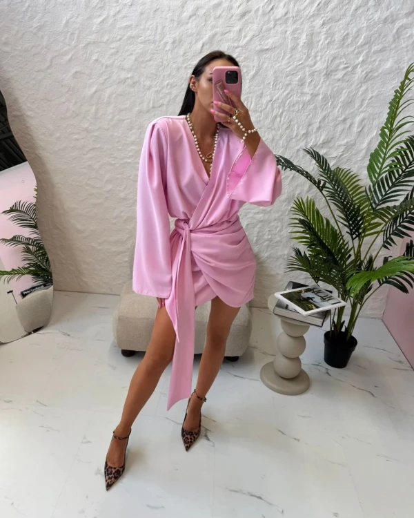 la milla sukienka kimono różowa, la milla sukienka elegancka różowa, la-milla różowa sukienka wiązana, la milla sukienka kimono na lato, la milla sukienka różowa na chrzciny, la milla elegancka sukienka kimono na wiosnę