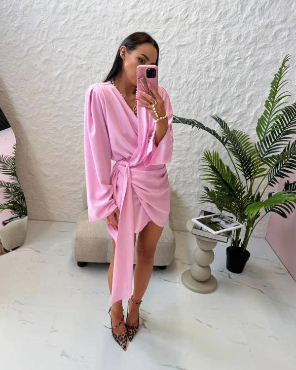 la milla sukienka kimono różowa, la milla sukienka elegancka różowa, la-milla różowa sukienka wiązana, la milla sukienka kimono na lato, la milla sukienka różowa na chrzciny, la milla elegancka sukienka kimono na wiosnę