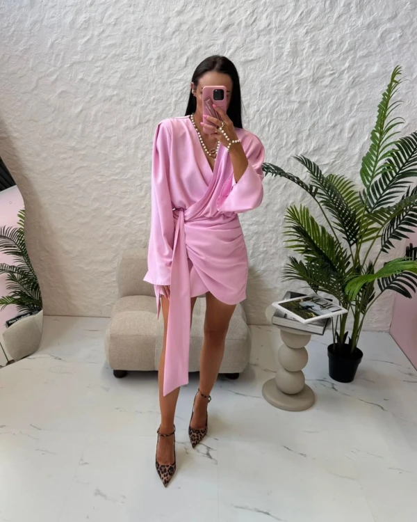 la milla sukienka kimono różowa, la milla sukienka elegancka różowa, la-milla różowa sukienka wiązana, la milla sukienka kimono na lato, la milla sukienka różowa na chrzciny, la milla elegancka sukienka kimono na wiosnę