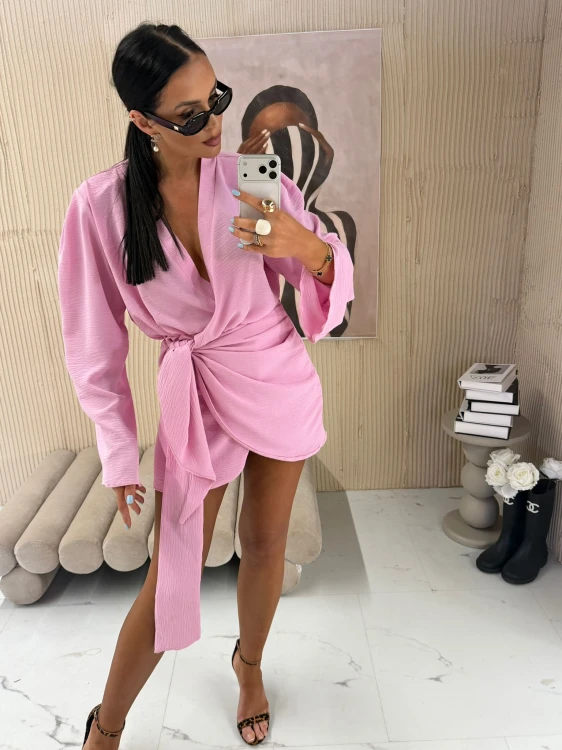 la milla sukienka kimono różowa, la milla sukienka elegancka różowa, la-milla różowa sukienka wiązana, la milla sukienka kimono na lato, la milla sukienka różowa na chrzciny, la milla elegancka sukienka kimono na wiosnę