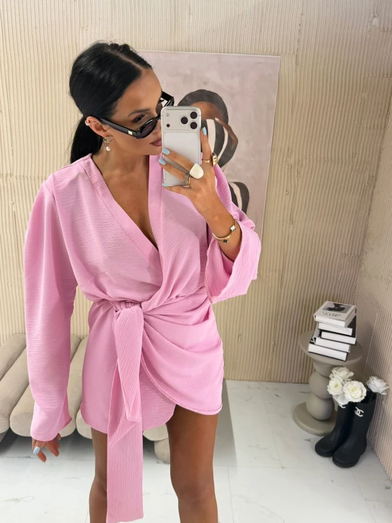 la milla sukienka kimono różowa, la milla sukienka elegancka różowa, la-milla różowa sukienka wiązana, la milla sukienka kimono na lato, la milla sukienka różowa na chrzciny, la milla elegancka sukienka kimono na wiosnę