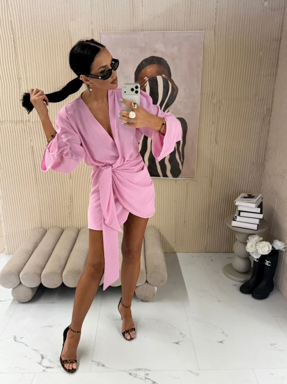 la milla sukienka kimono różowa, la milla sukienka elegancka różowa, la-milla różowa sukienka wiązana, la milla sukienka kimono na lato, la milla sukienka różowa na chrzciny, la milla elegancka sukienka kimono na wiosnę