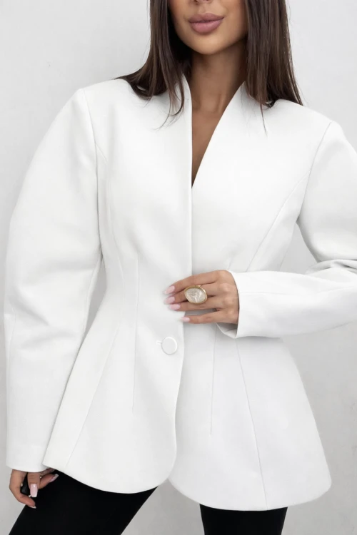 Emo marynarka bufala biała, emo elegancka marynarka taliowana na komunię, emo marynarka bufala na chrzciny, emo bufala marynarka biała, emo elegancka marynarka premium na wiosnę