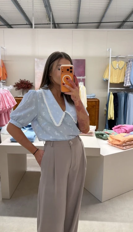 purpura spodnie Celina fango, purpura spodnie w kant fango, purpura eleganckie spodnie w kant na wiosnę fango, purpura spodnie wiskozowe polska produkcja, purpura spodnie proste nogawki fango