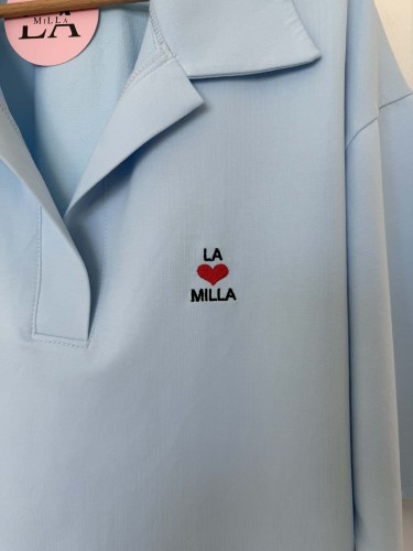 la milla bluza polo błękitna, la milla bluza polo błękitna, la milla bluza z krótkim rękawem błękitna, la milla bluza błękitna kołnierzykiem, la milla bluzka polo, la milla bluzka błękitna na wiosnę