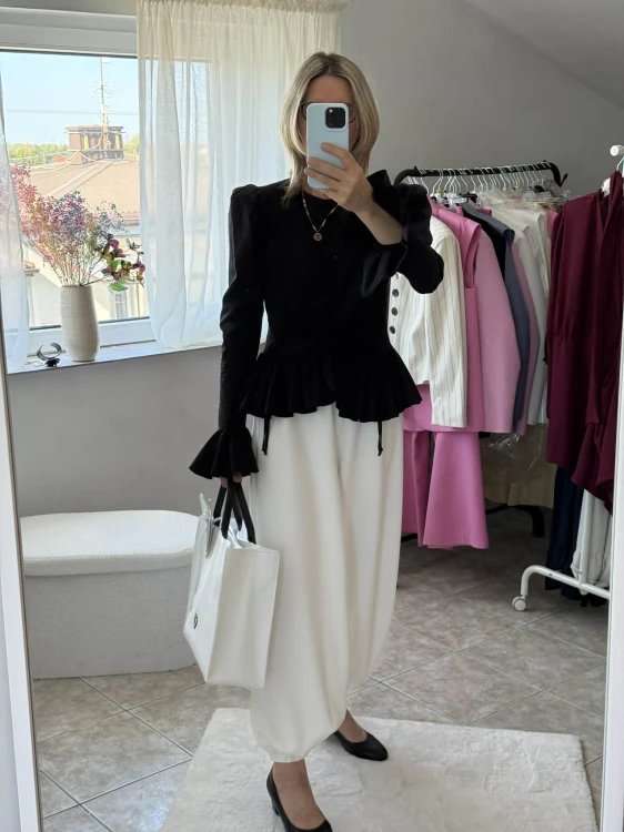 Emo koszula czarna, emo koszula z falbanami czarna, emo koszula z wiązaniami, elegancka koszula czarna emo, emo czarna koszula na wiosnę