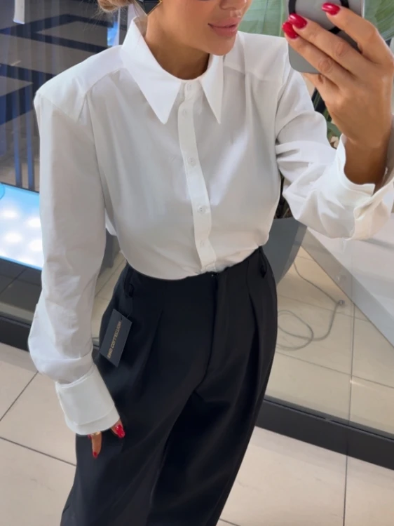 Emo koszula mini boss, emo elegancka bluzka mini boss biała, emo koszula mini boss śmietankowa, emo elegancka koszula mini boss, emo koszula na guziki biała, emo koszula mini boss na wiosnę